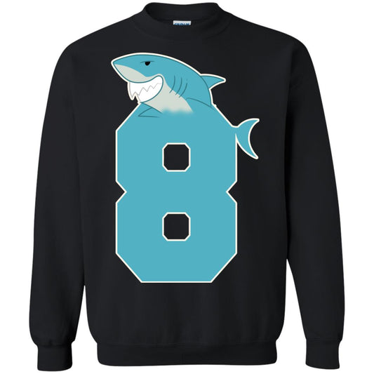 8th Birthday Shark Party Shirt Black