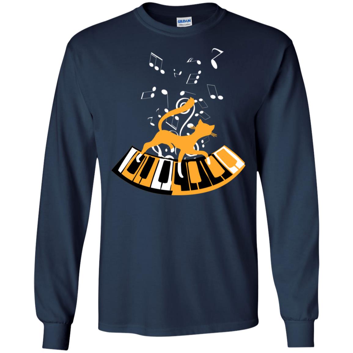 Cat Plays Piano Shirt For Mens Womens Navy