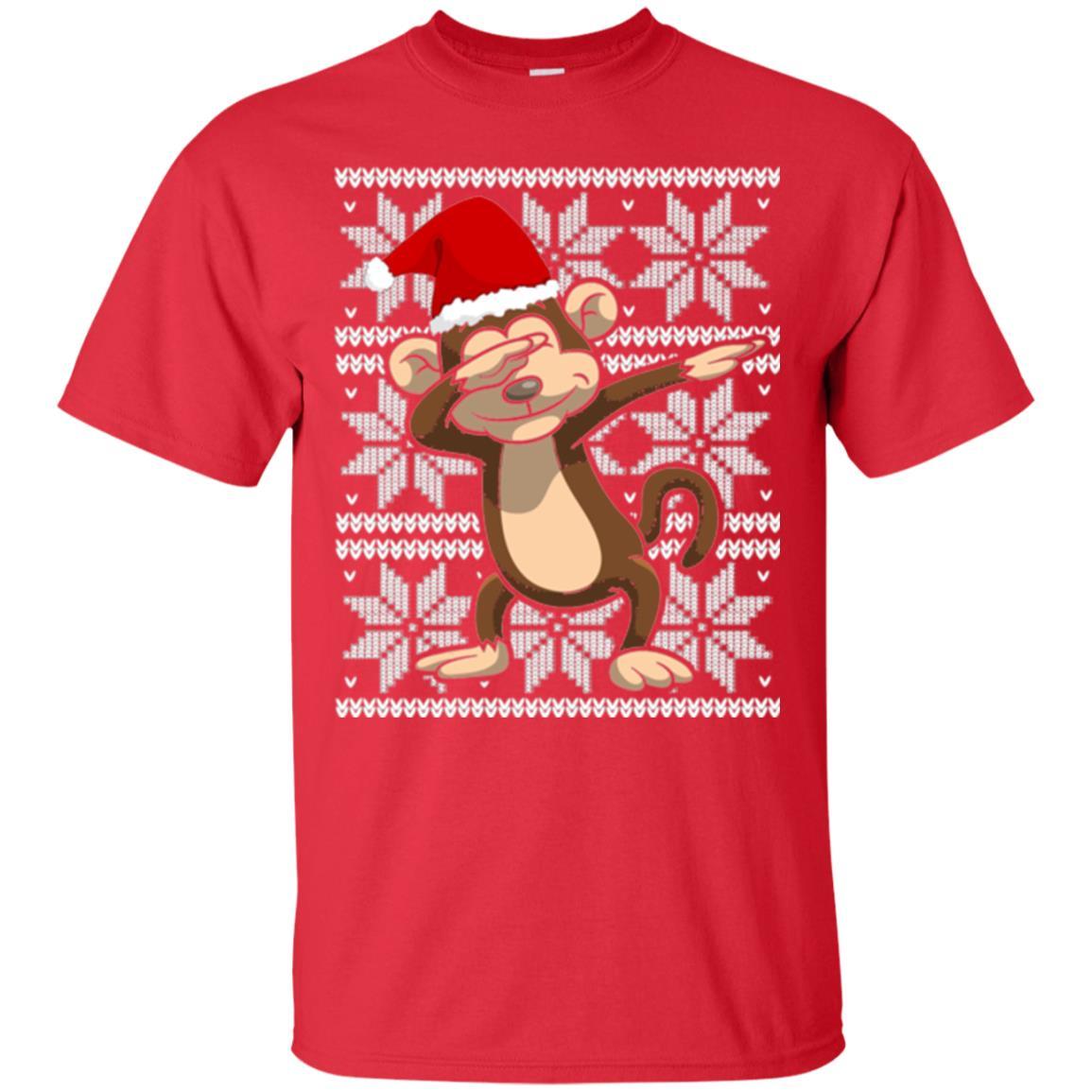 Christmas T-shirt Dabbing Monkey Red