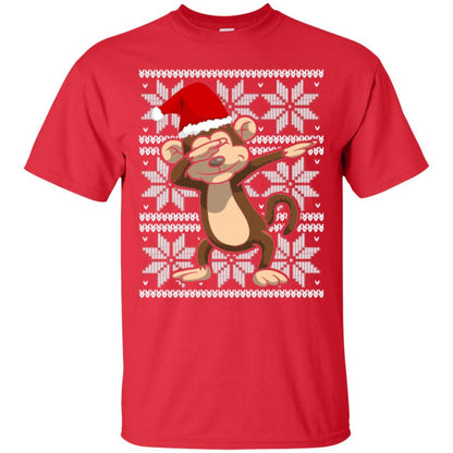 Christmas T-shirt Dabbing Monkey Red