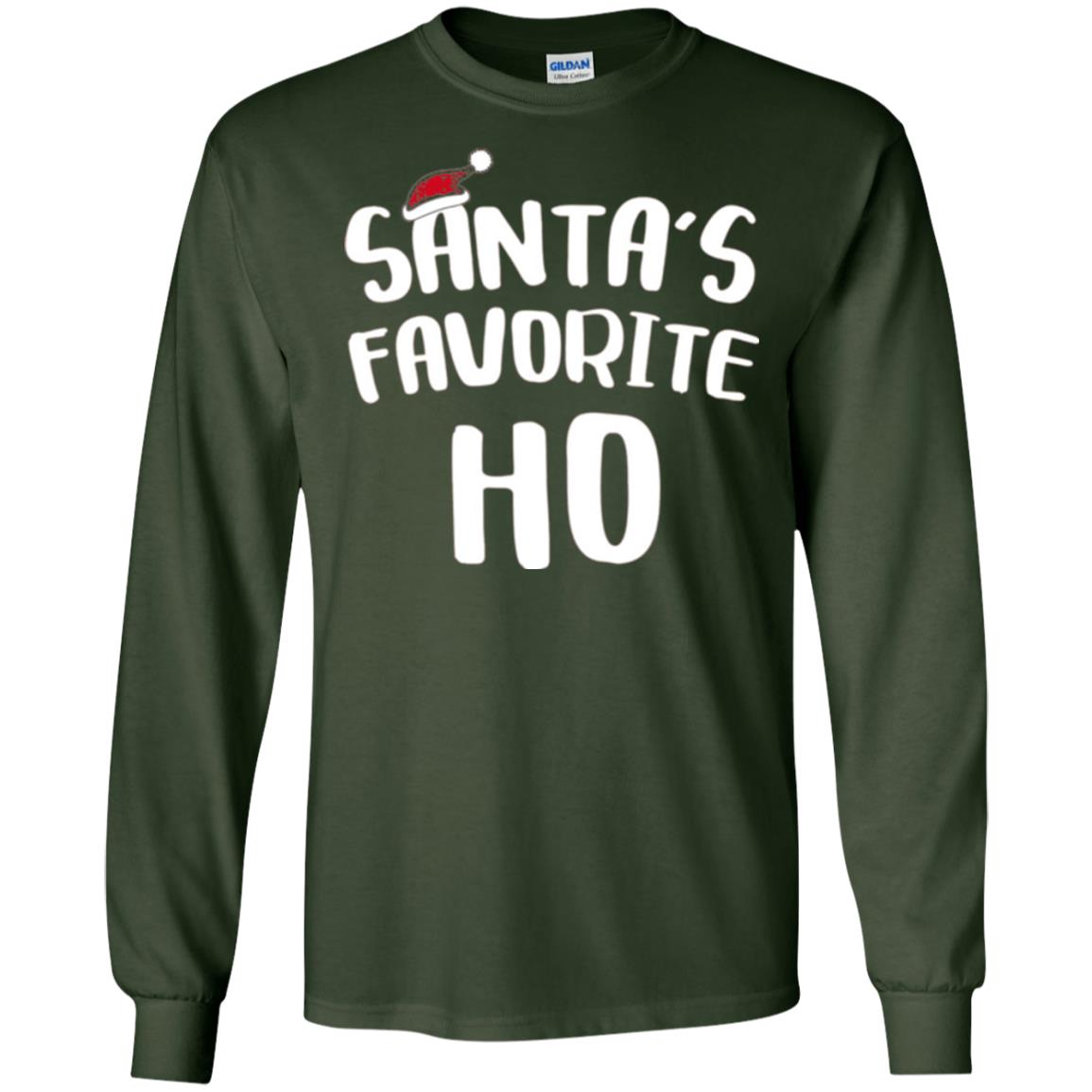 Christmas T-shirt Santa_s Favorite Ho Forest Green