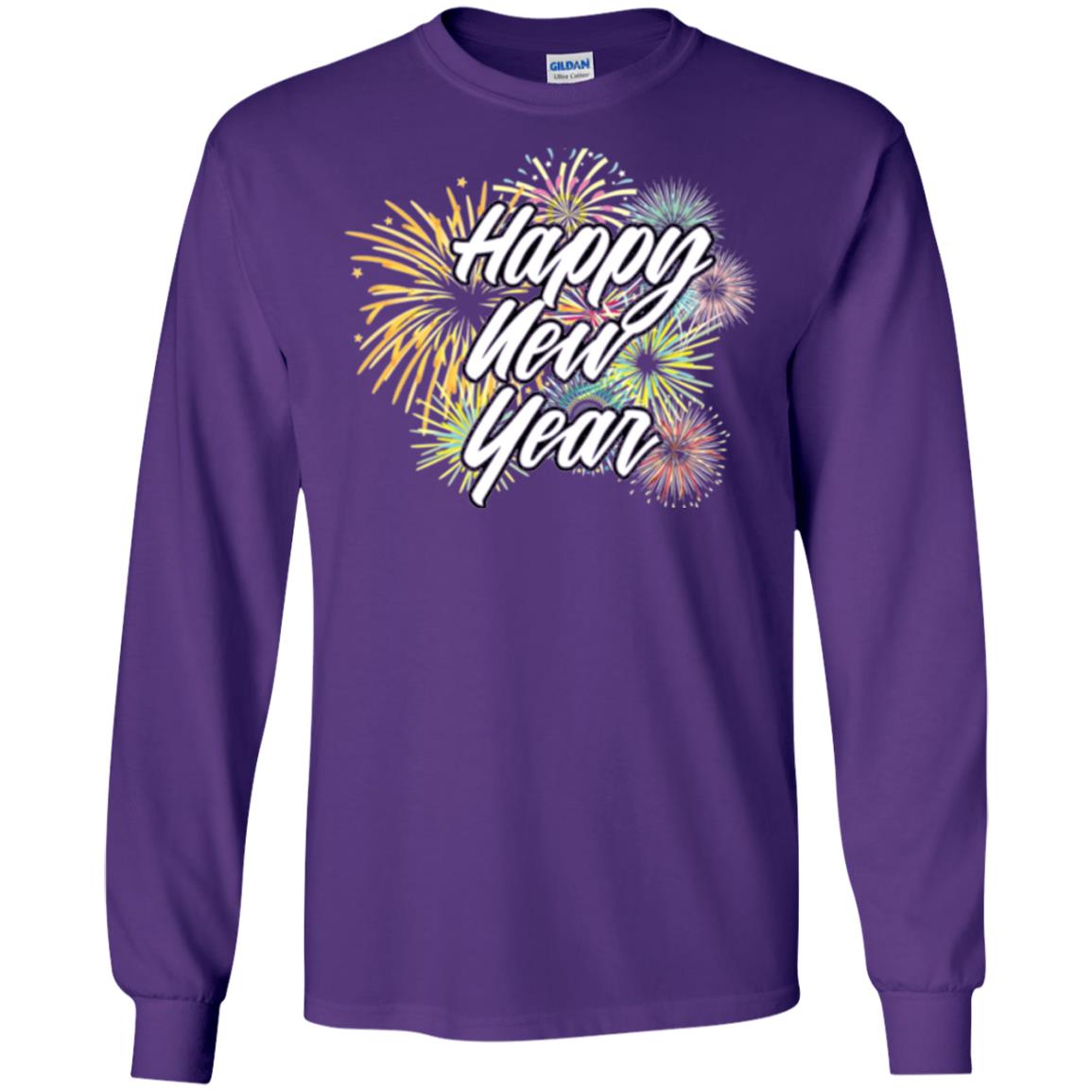 Happy New Year T-shirt Fireworks Purple