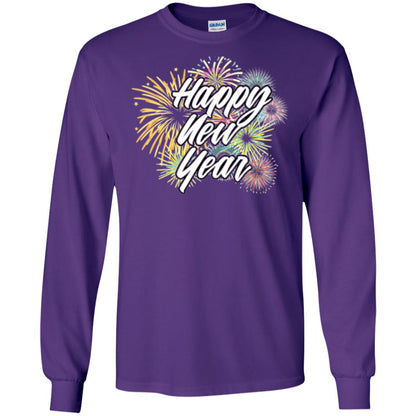 Happy New Year T-shirt Fireworks Purple
