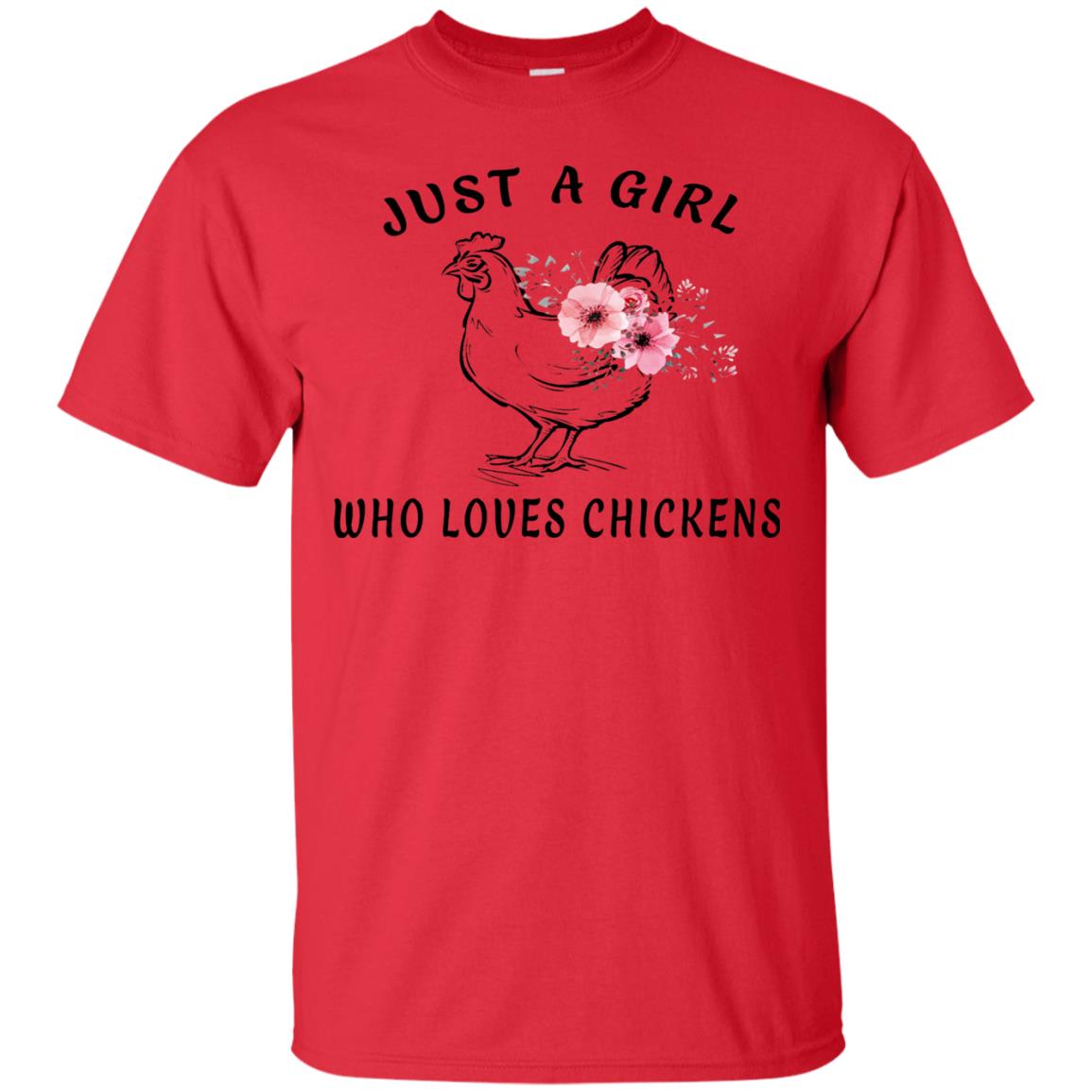 Just A Girl Who Loves Chickens Farmer T-shirt Red