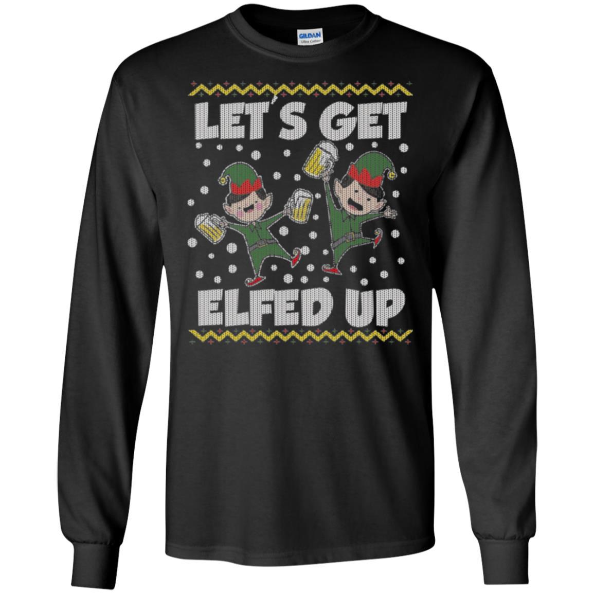 Christmas T-shirt Let's Get Elfed Up Black