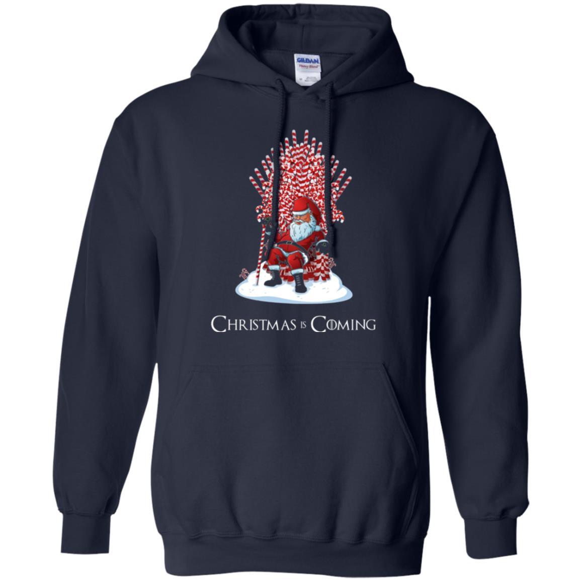 Funny Christmas T-shirt Santa Candy Cane Throne Navy