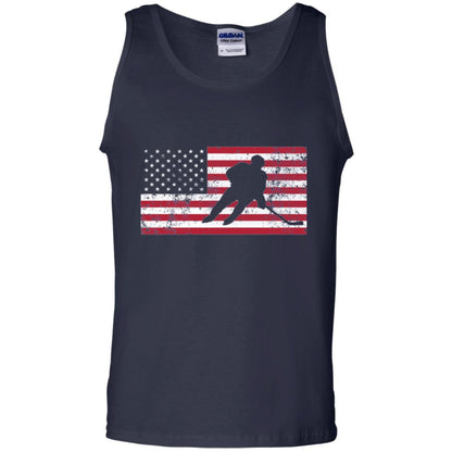 Hockey T-shirt American Flag Usa Patriotic Ice Skating Navy
