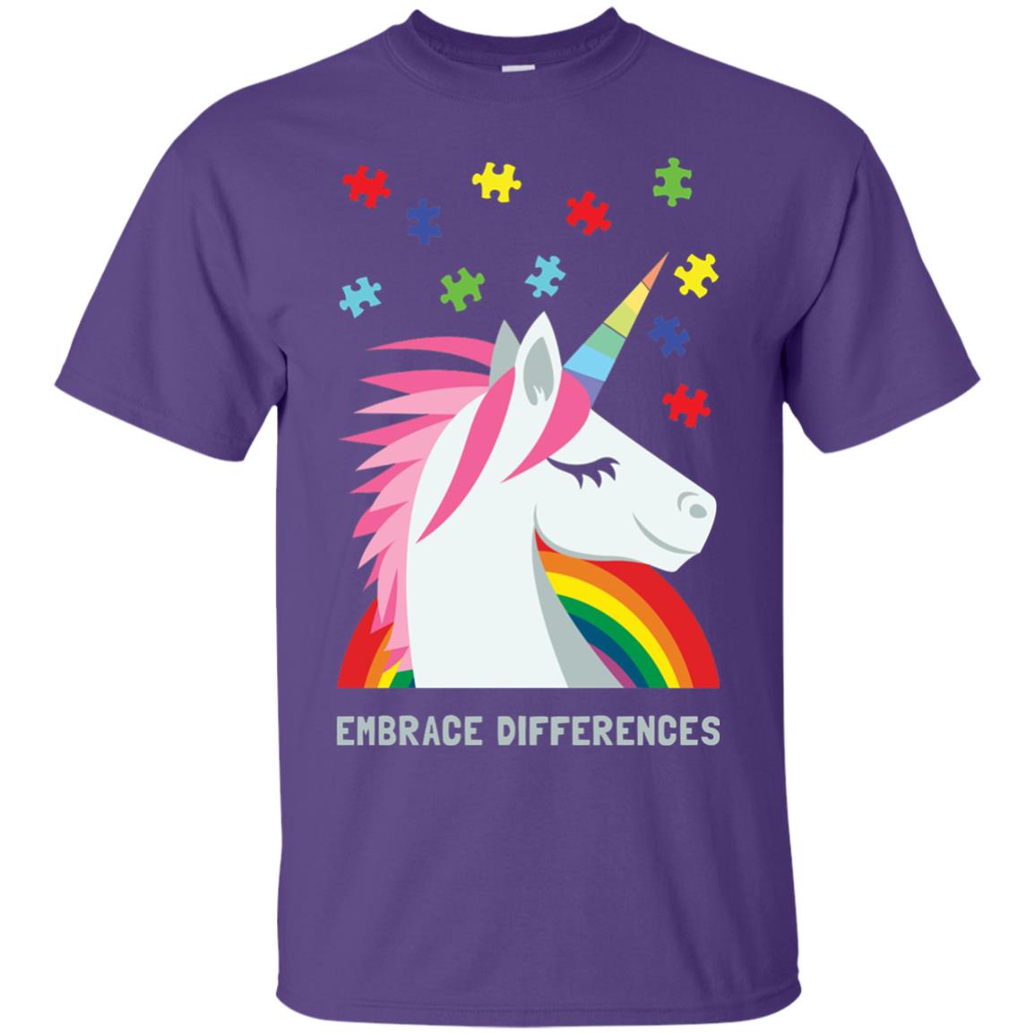 Autism Awareness Shirt Unicorn Puzzle Embrace Differences Purple