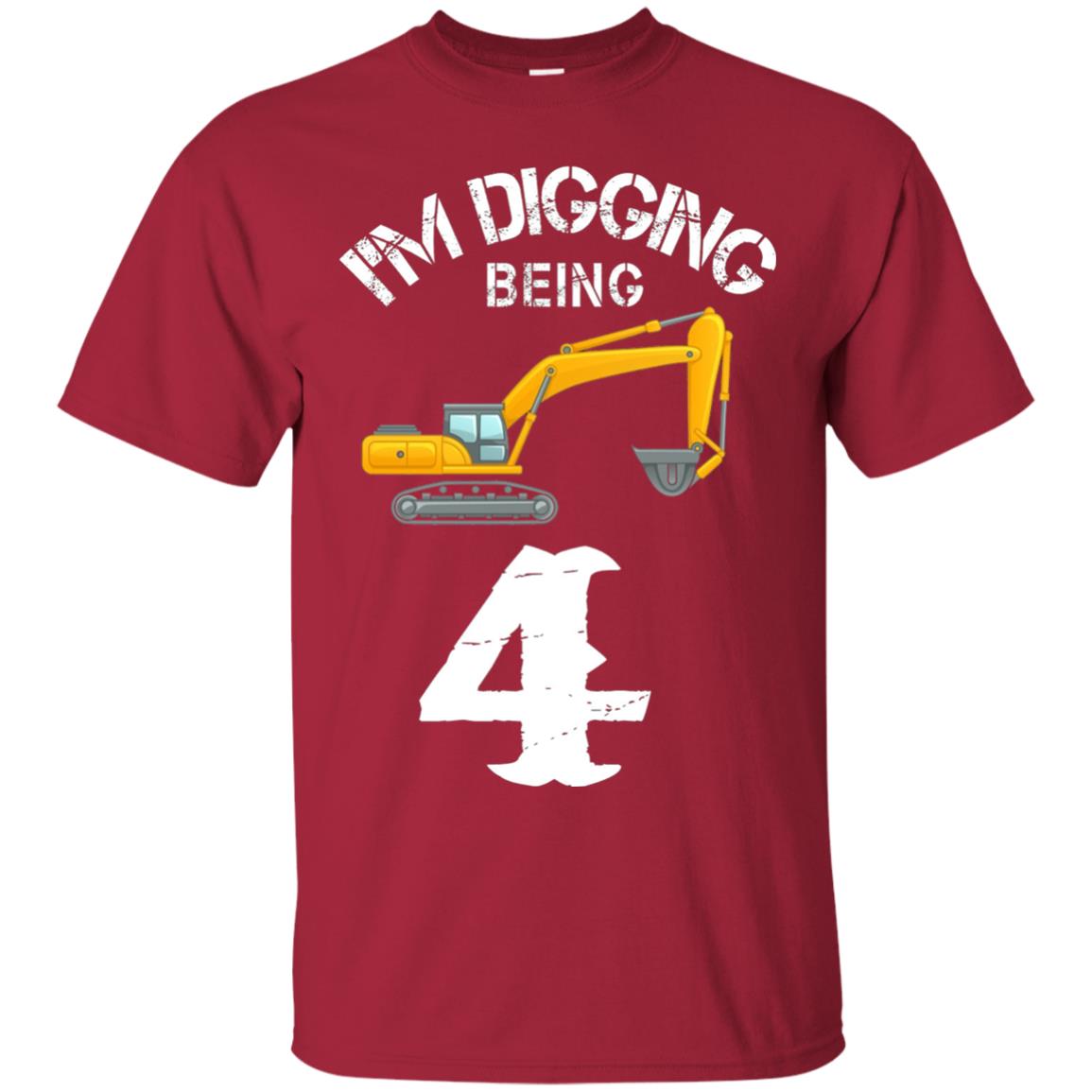 4th Birthday T-shirt I_m Digging Being 4 Birthday Cardinal