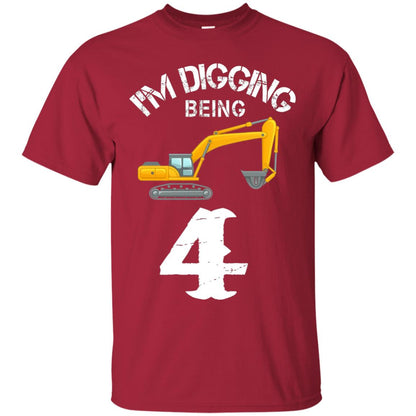 4th Birthday T-shirt I_m Digging Being 4 Birthday Cardinal