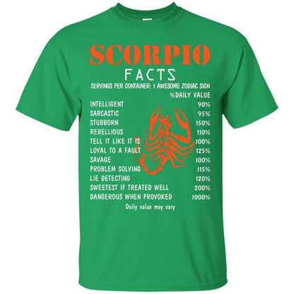 Scorpio Facts 1 Awesome Zodiac Sign Gift Shirt For Scorpio Horoscope Irish Green