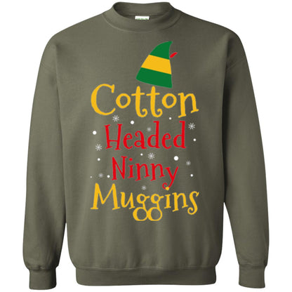 Funny Elf T-shirt Cotton Headed Ninny Muggins Military Green