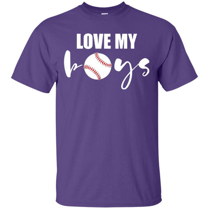 Love My Boys Mom And Dad Baseball Cheer Shirt Purple