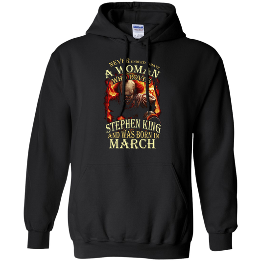 March T-shirt Never Underestimate A Woman Who Loves Stephen King Black