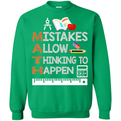 Math Lover T-shirt Mistakes Allow Thinking To Happen Irish Green