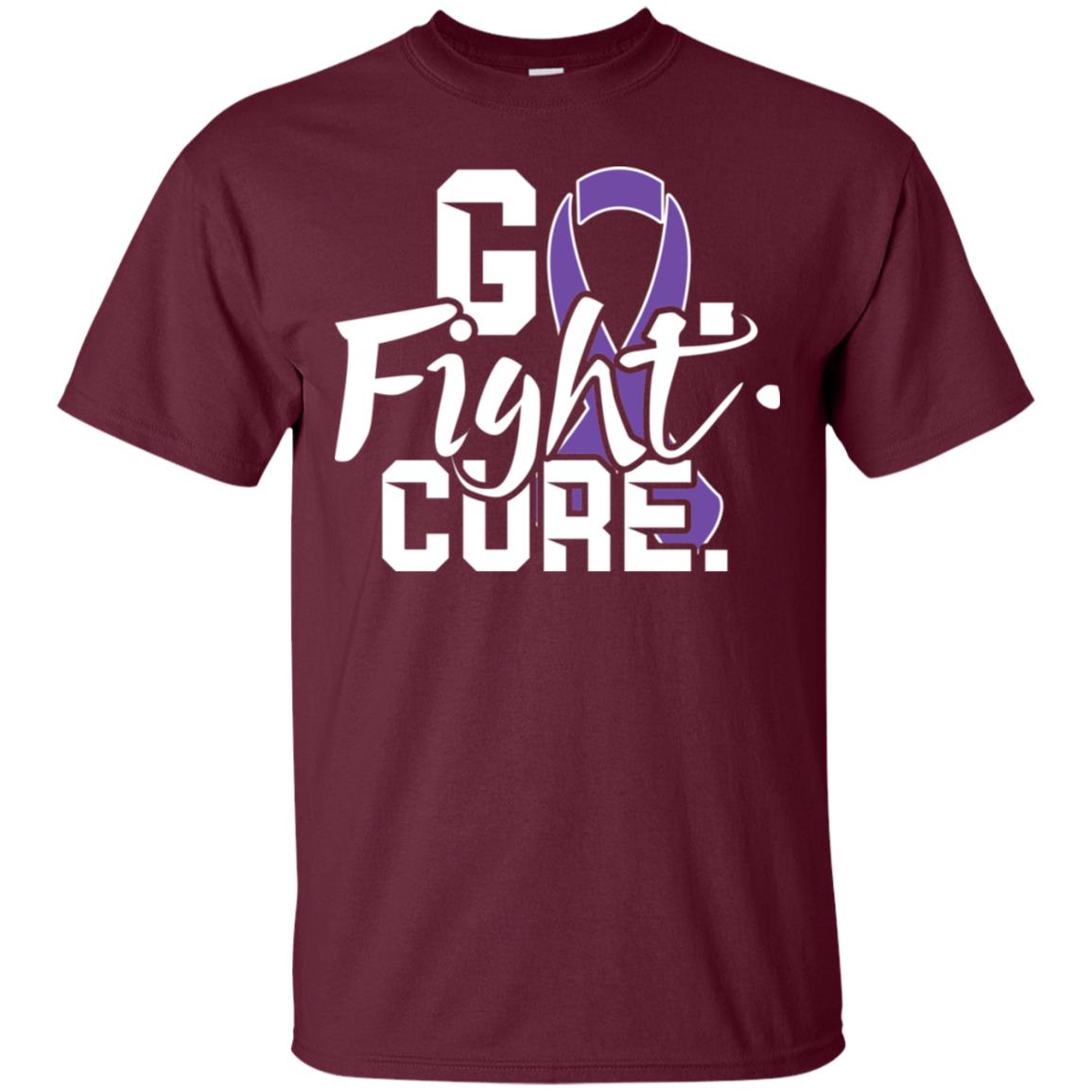 Pancreatic Leiomyosarcoma Awareness Go Fight Cure Purple Ribbon Shirt Maroon