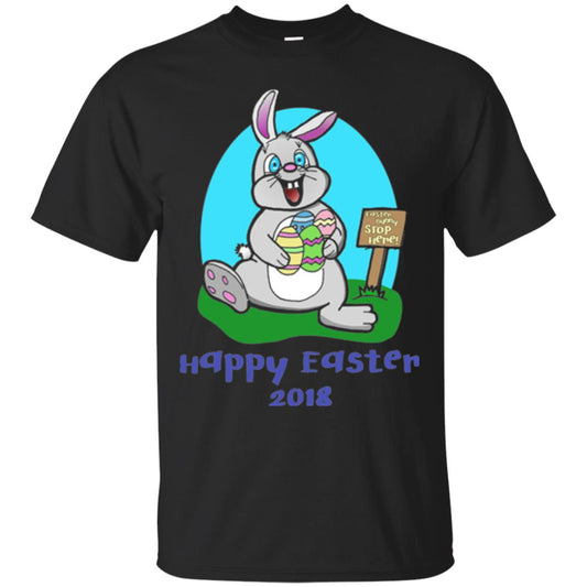 Easter Bunny Stop Here Funny Easter Day T-shirt Black