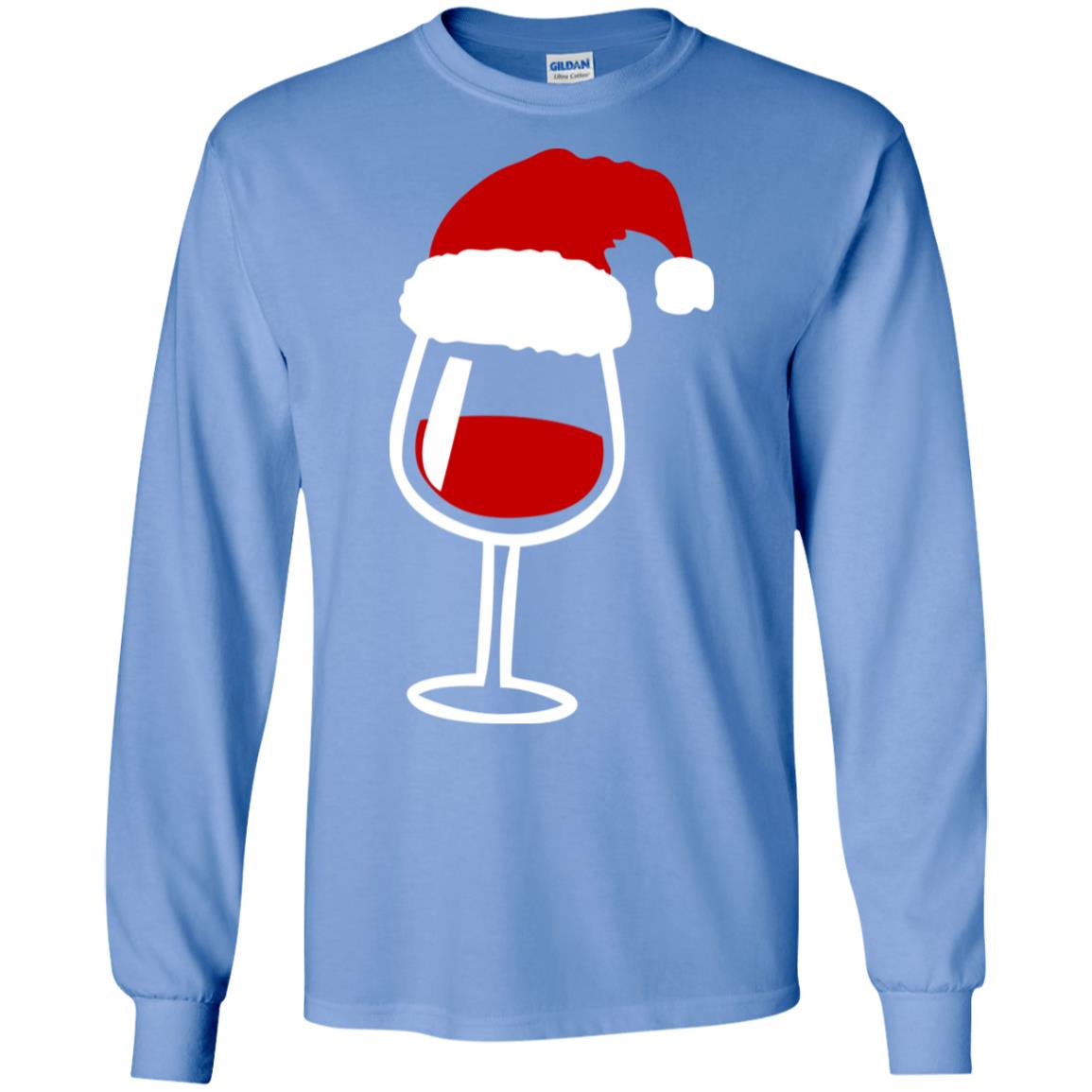 Twinkle Red Wine Glass Santa Hat X-mas Gift Shirt Carolina Blue