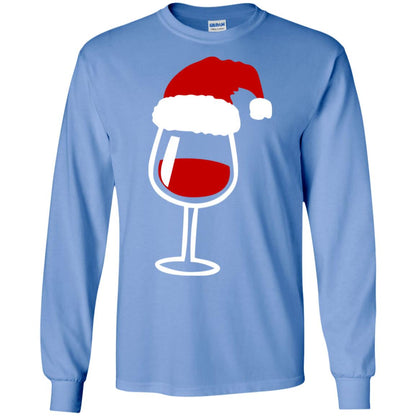 Twinkle Red Wine Glass Santa Hat X-mas Gift Shirt Carolina Blue