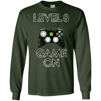 Level 8 Game On 8th Birthday Gift T-shirt Forest Green