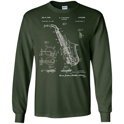 Saxophone Patent Graphic T-shirt Forest Green