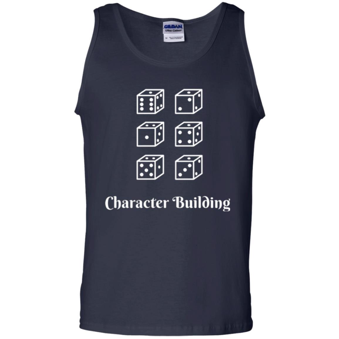 Gamer T-shirt Character Building Rolling Dice Navy