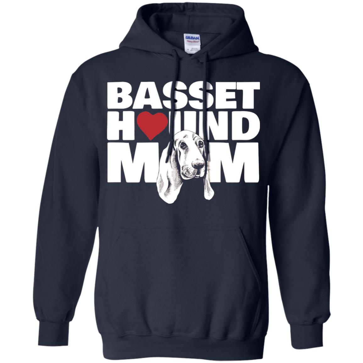 Basset Hound Mom Heart T-shirt Navy