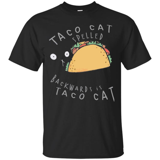 Cat Lovers T-shirt Taco Cat Spelled Backward Is Taco Cat Black