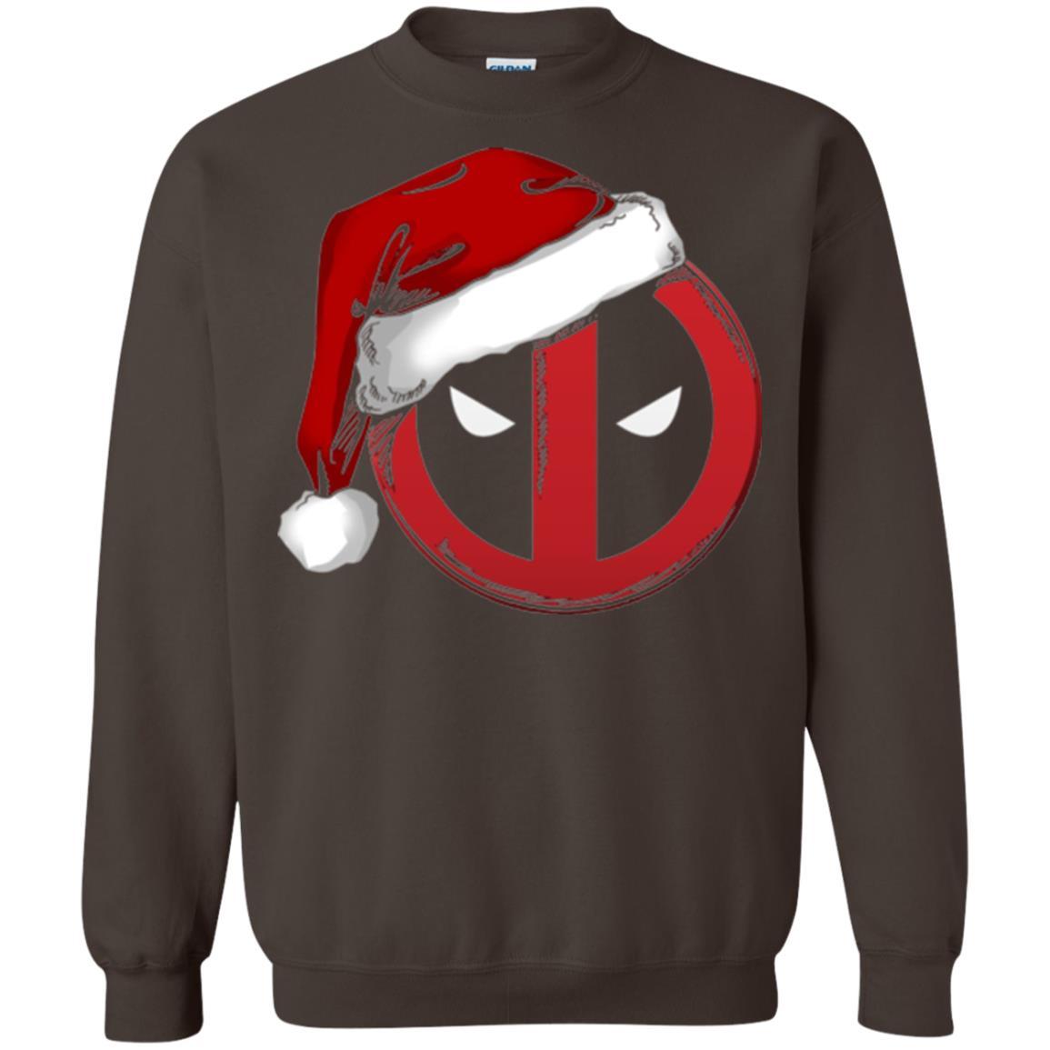 Christmas T-shirt Marvel Deadpool Icon Santa Hat Christmas Graphic Dark Chocolate