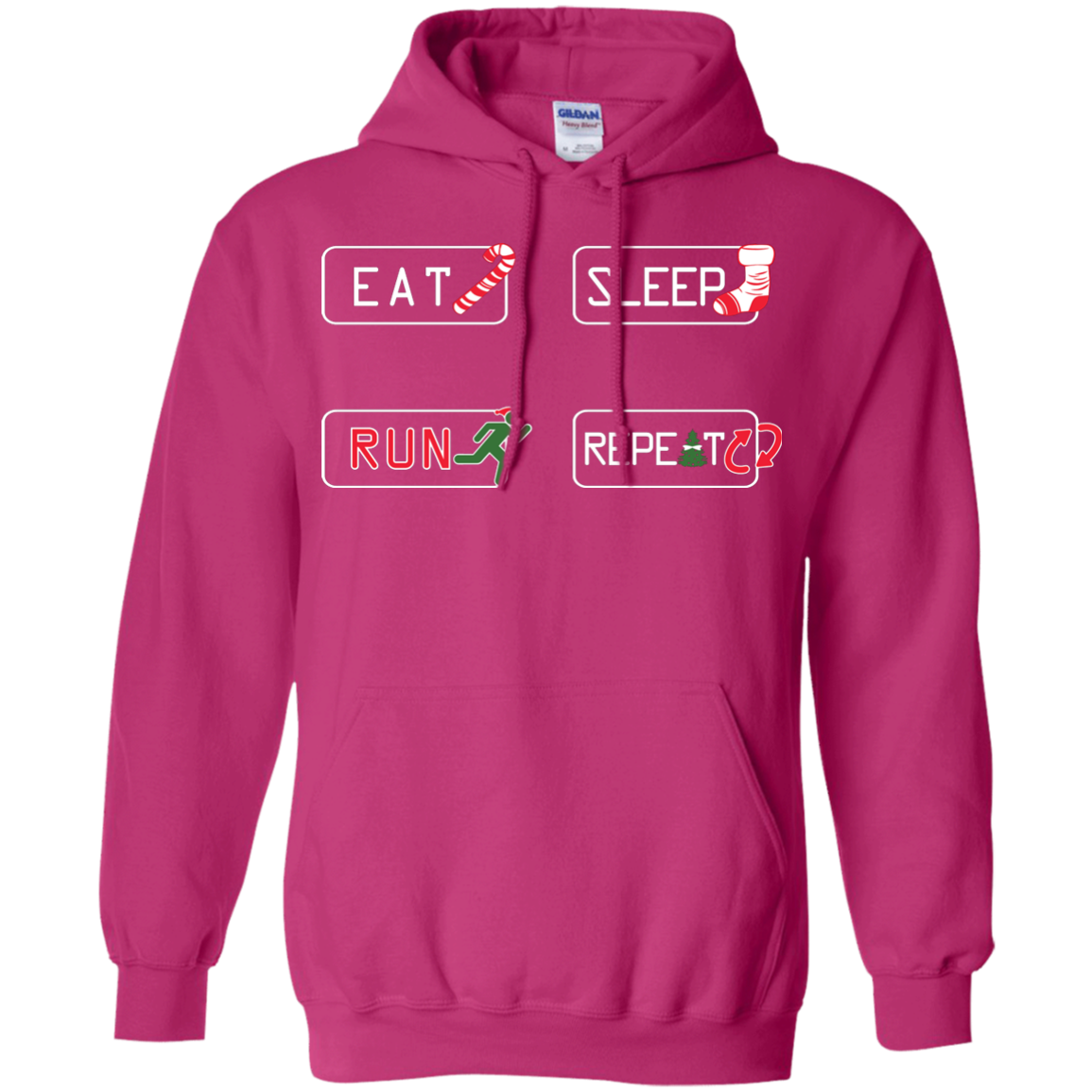 Christmas T-Shirt Eat Sleep Run Repeat Heliconia