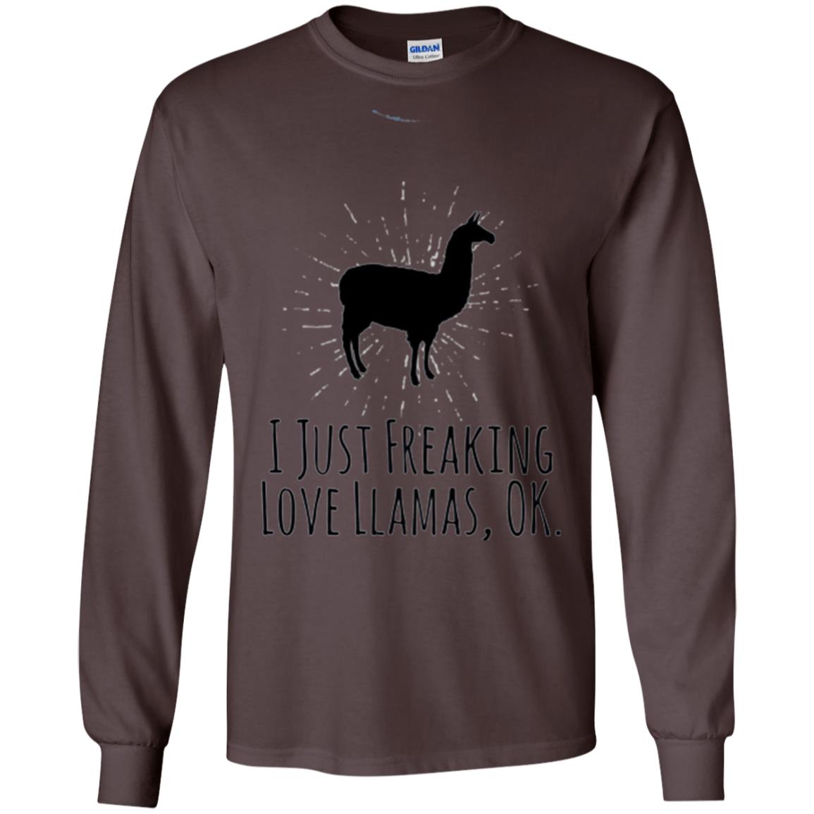 Funny Llama Lovers T-shirt I Just Freaking Love Llamas Ok Dark Chocolate