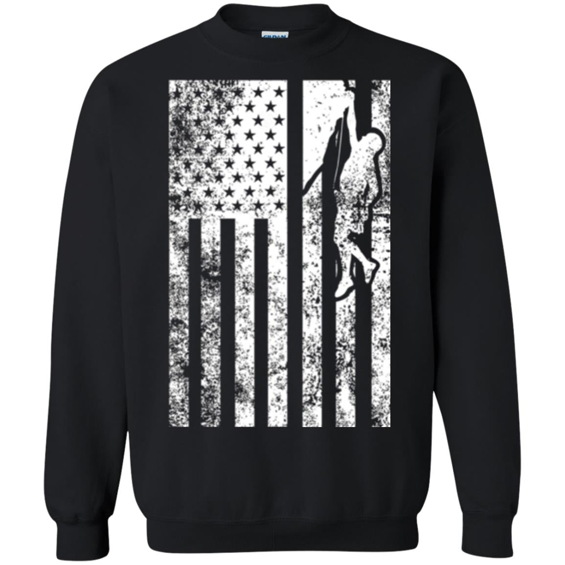 Rock Climbing T Shirt - Rock Climbing Flag Of United States T-shirt Black