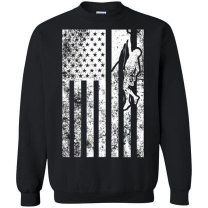 Rock Climbing T Shirt - Rock Climbing Flag Of United States T-shirt Black
