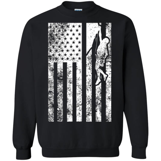 Rock Climbing T Shirt - Rock Climbing Flag Of United States T-shirt Black