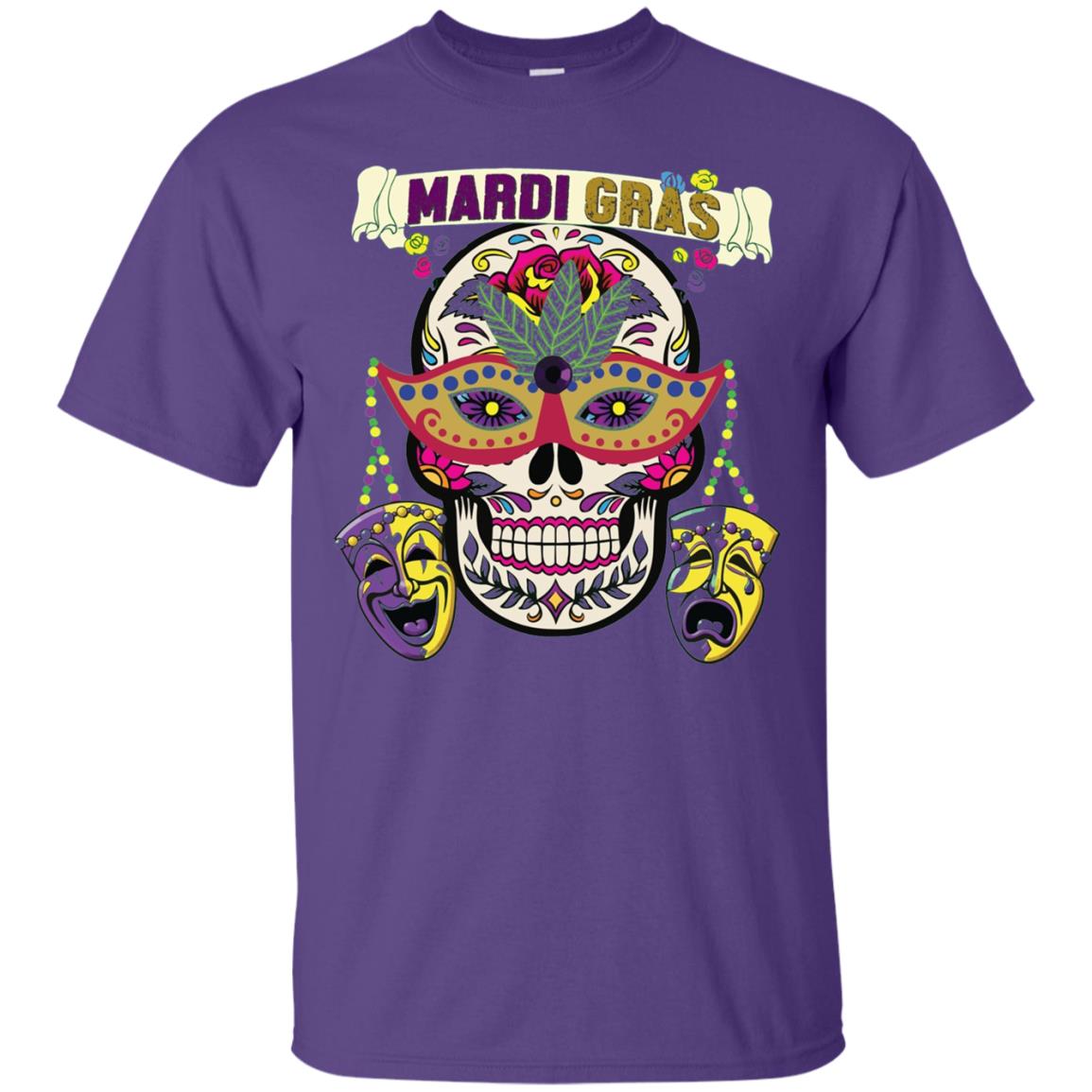 New Orleans Beads Skull Mardi Gras T-shirt Purple