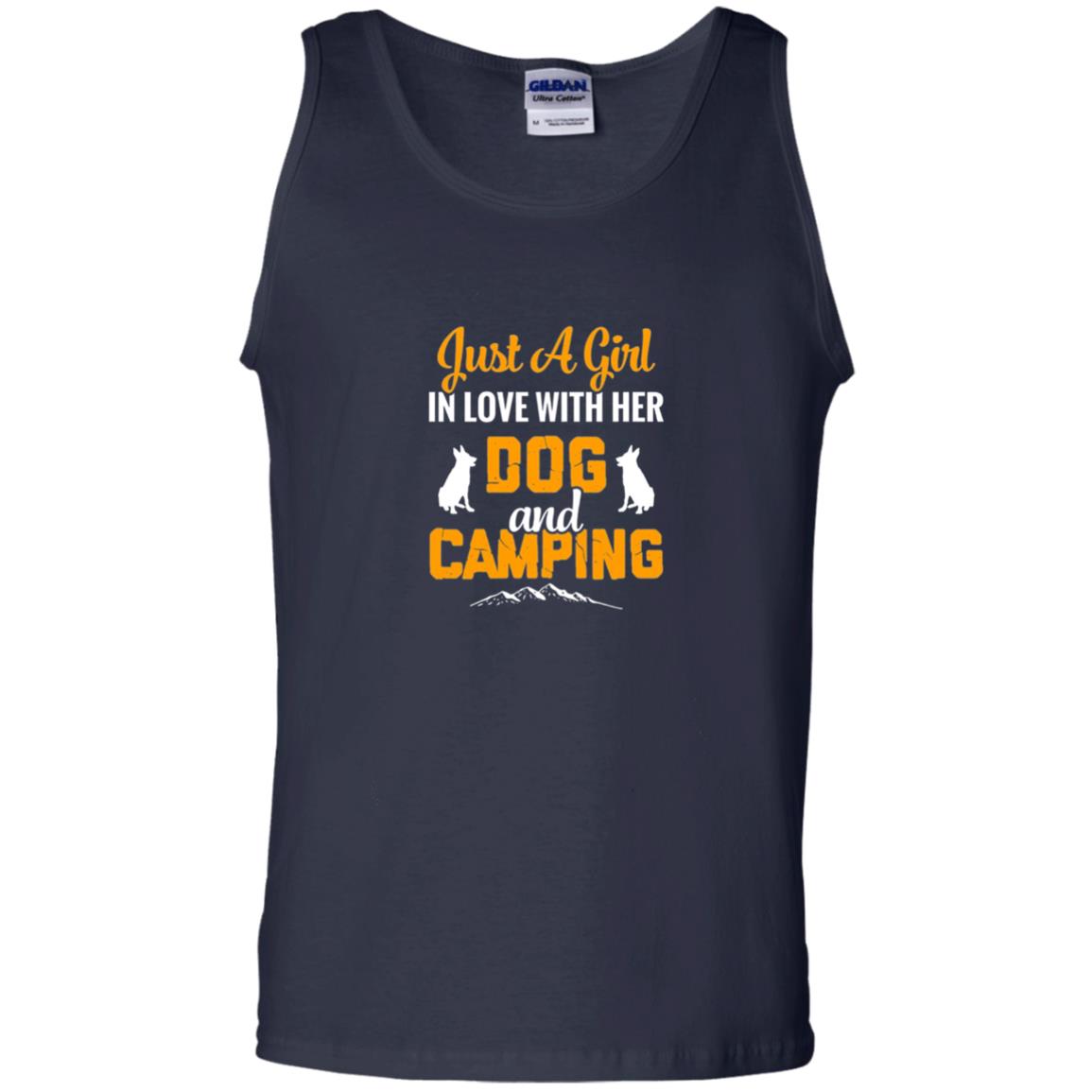 Just A Girl In Love With Her Dog And Camping Dog Lover T-shirt Navy