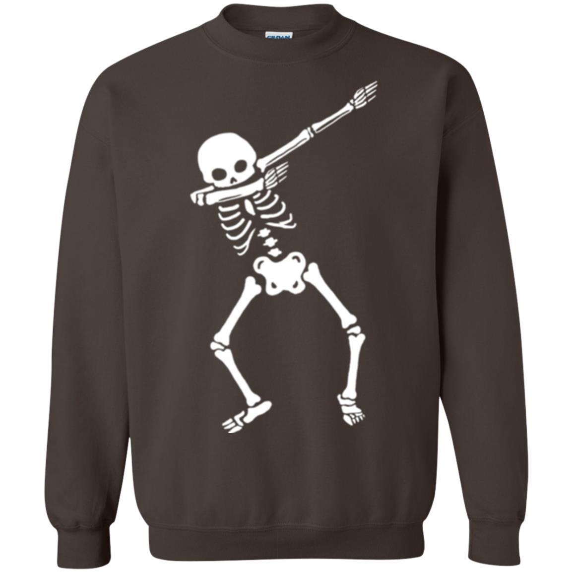 Funny Halloween T-shirt Dabbing Skeleton Dark Chocolate