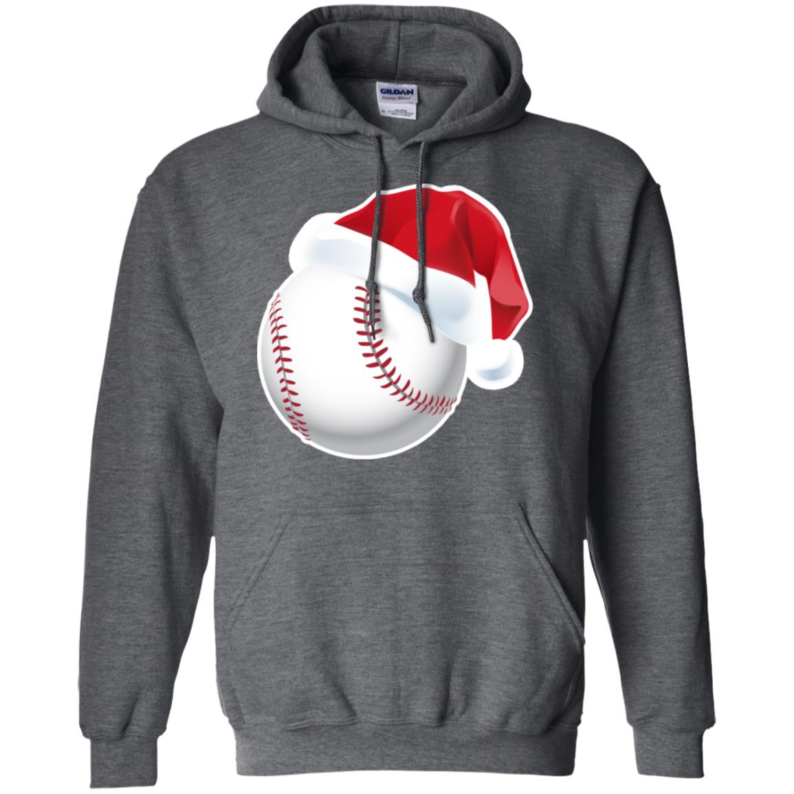 Baseball With Santa Claus Hat X-mas Shirt For Baseball Lovers Dark Heather