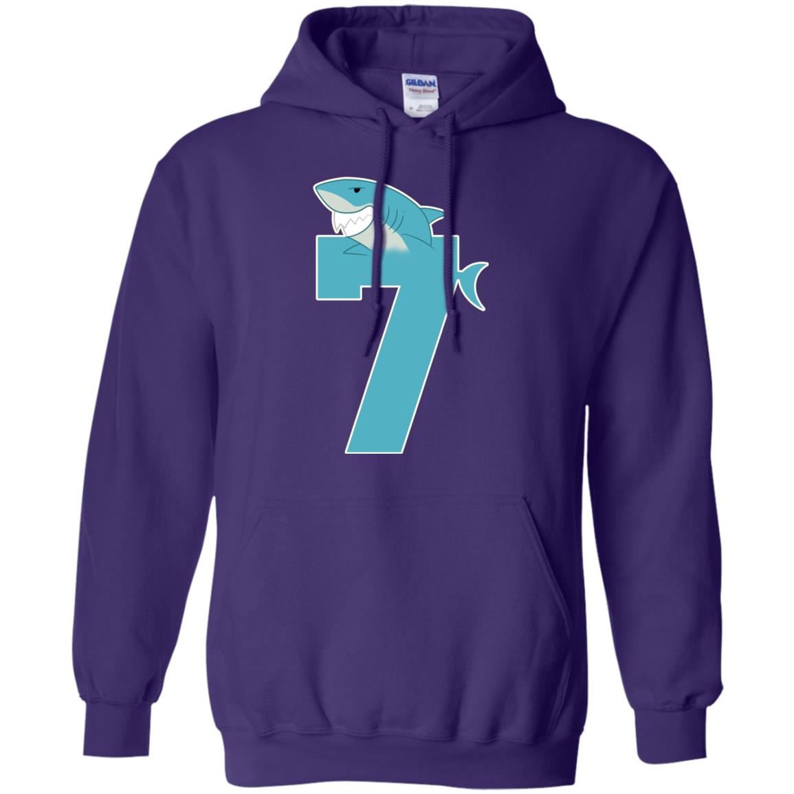 7th Birthday Shark Party Shirt Purple