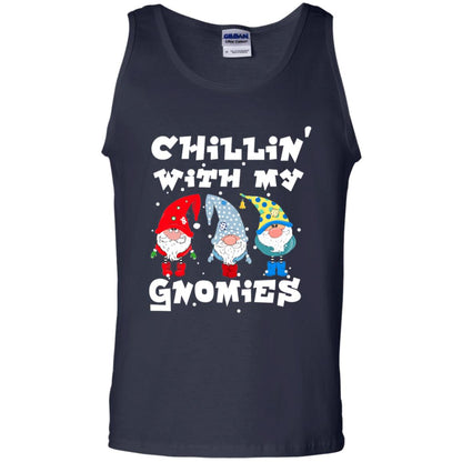 Chillin' With My Gnomies X-mas Gift Shirt For Mens Womens Kids Navy