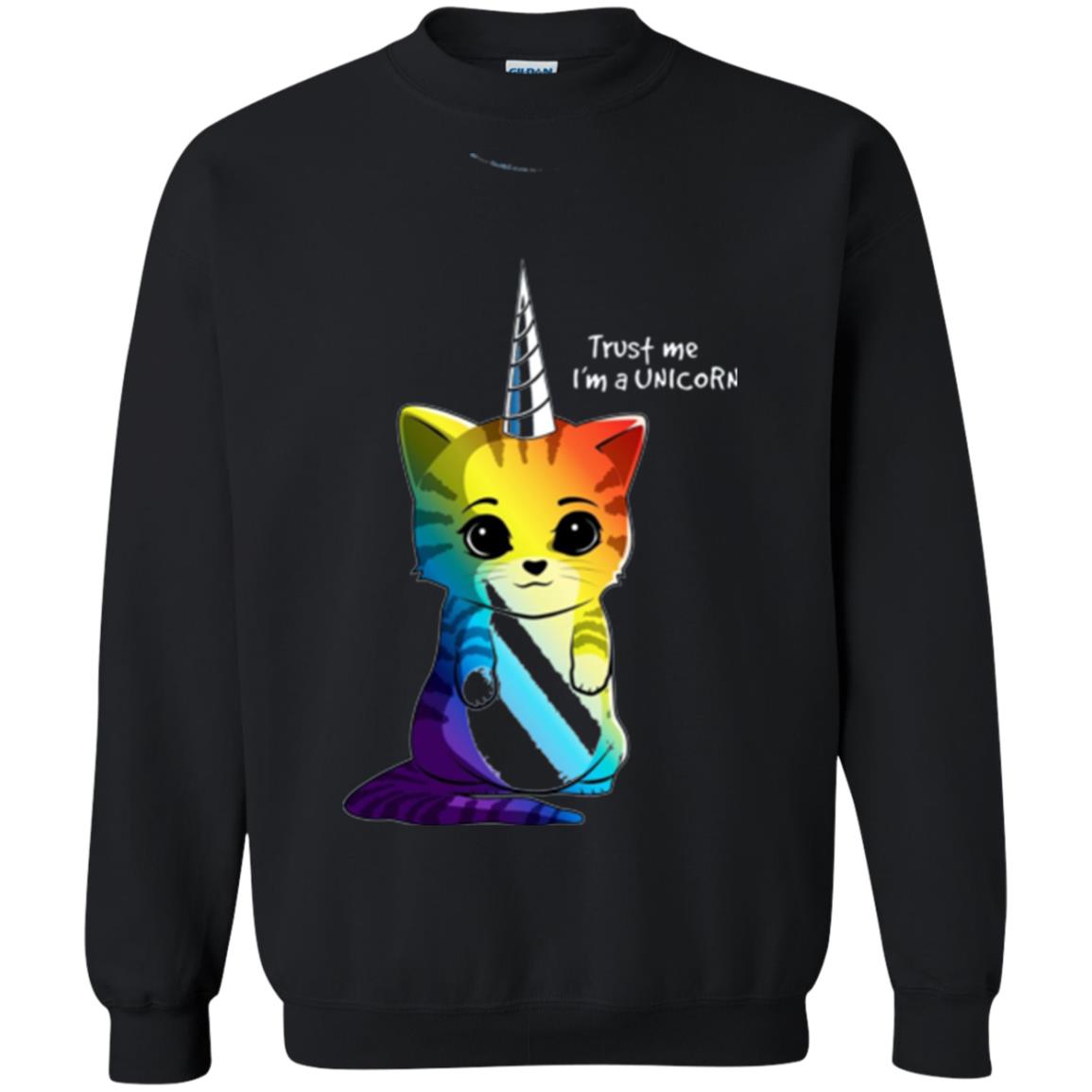 Cat Lovers T-shirt Caticorn Rainbow Trust Me I_m A Unicorn Black