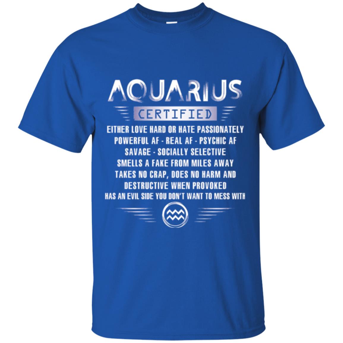 Aquarius Certified Either Love Hard T-shirt Royal