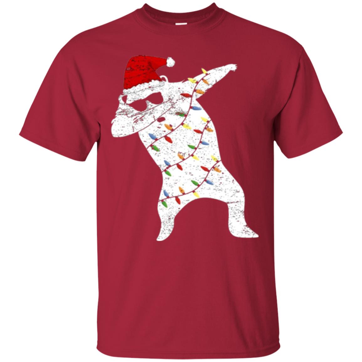 Christmas T-shirt Santa Bear Dabbing Lights Sunglasses Cardinal