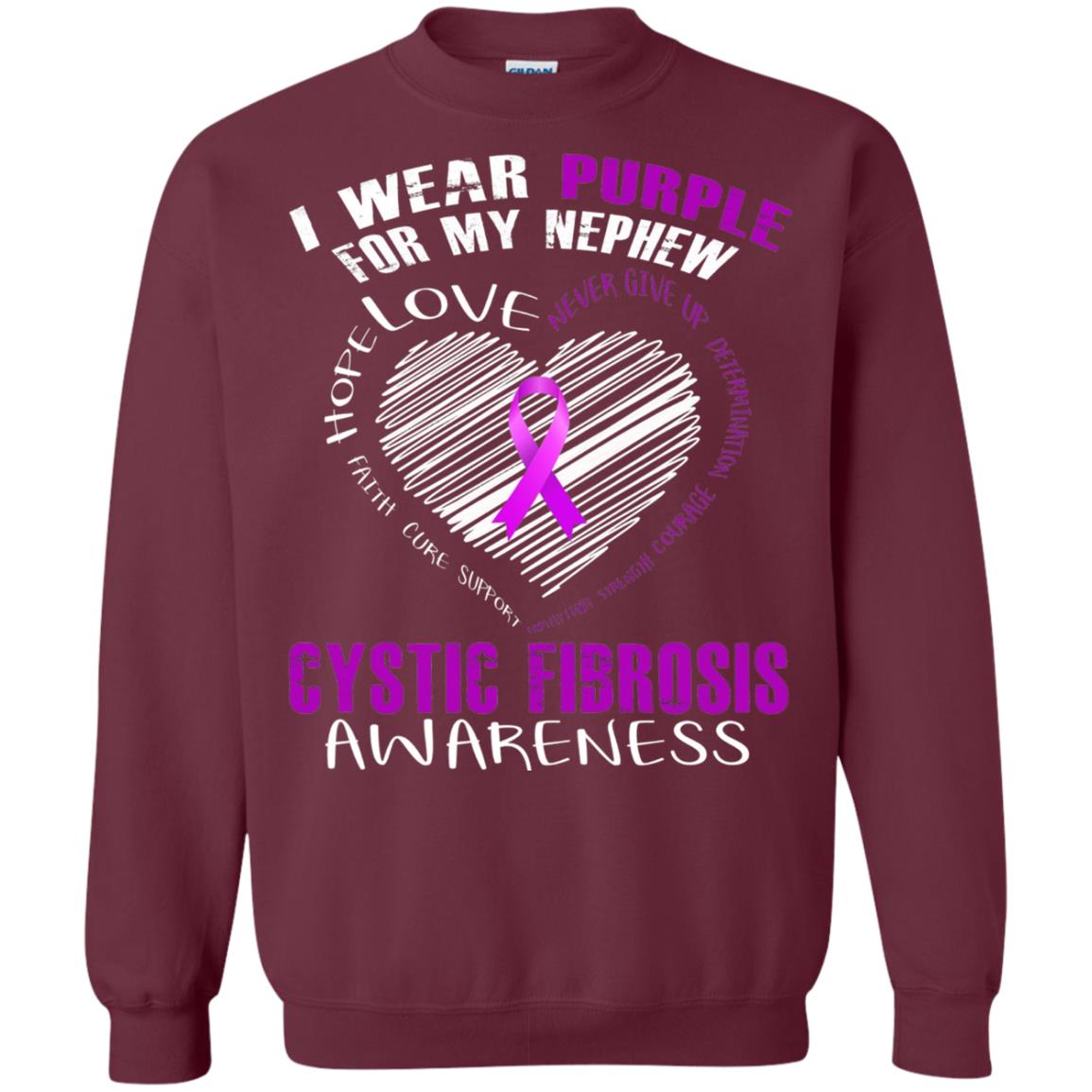 Cystic Fibrosis Awareness T-shirt I Wear Purple Maroon
