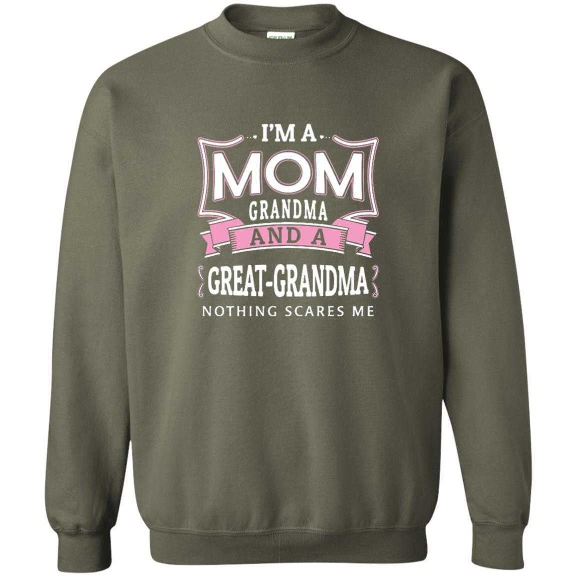Nana T-shirt Nothing Scares Me I'm Mom Grandma Military Green