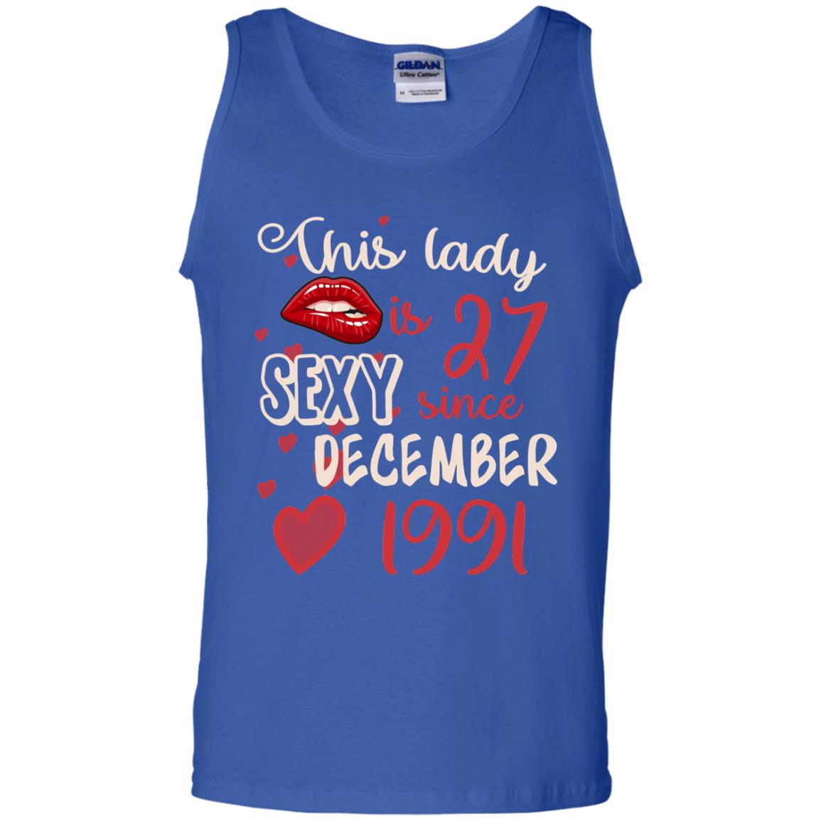 This Lady Is 27 Sexy Since December 1991 27th Birthday Shirt For December Womens Royal