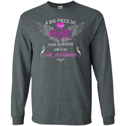 A Big Piece Of My Heart Lives In Heaven She Is My Grandma Grandchildren Gift Shirt Dark Heather