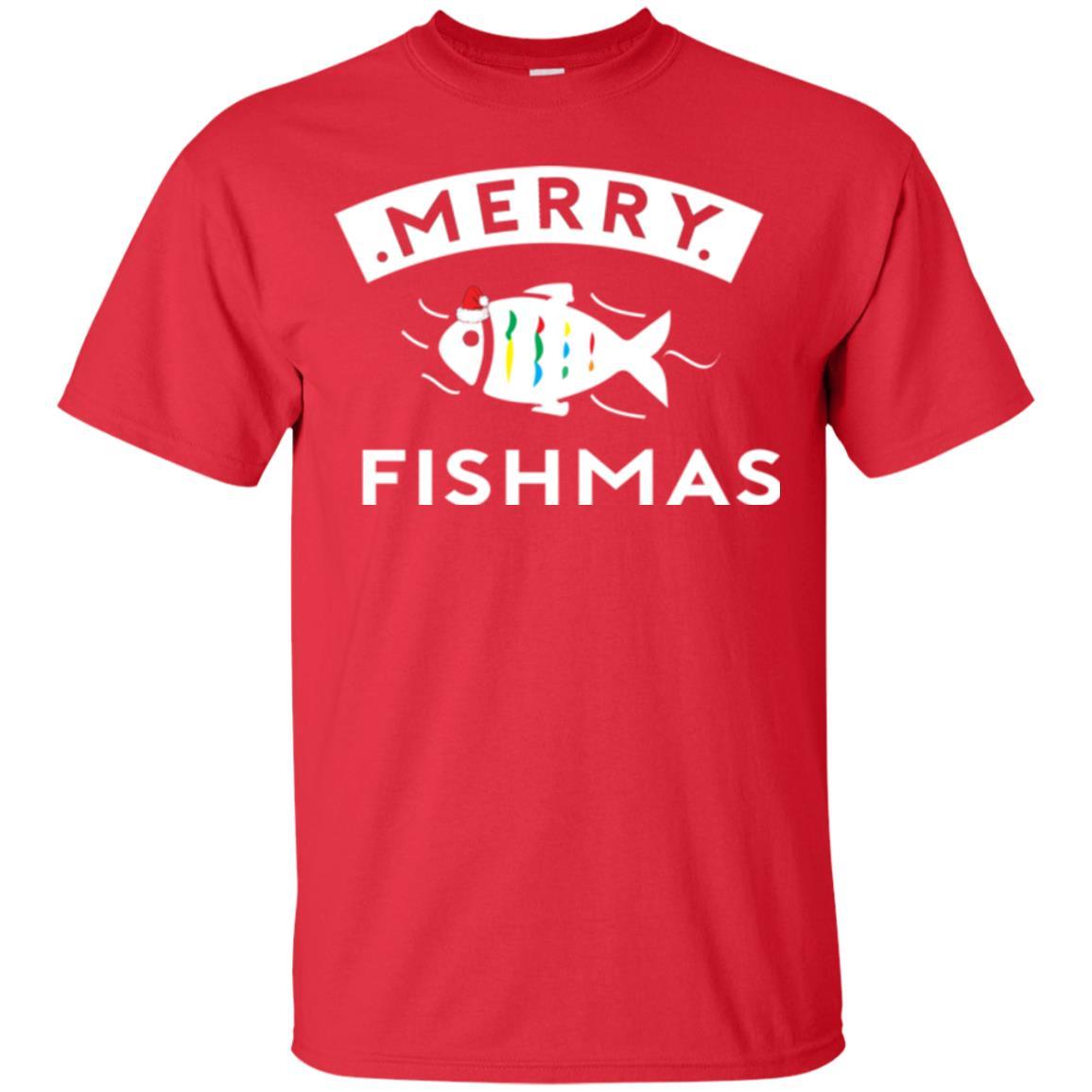Merry Christmas Fisherman T-shirt Merry Fishmas Red
