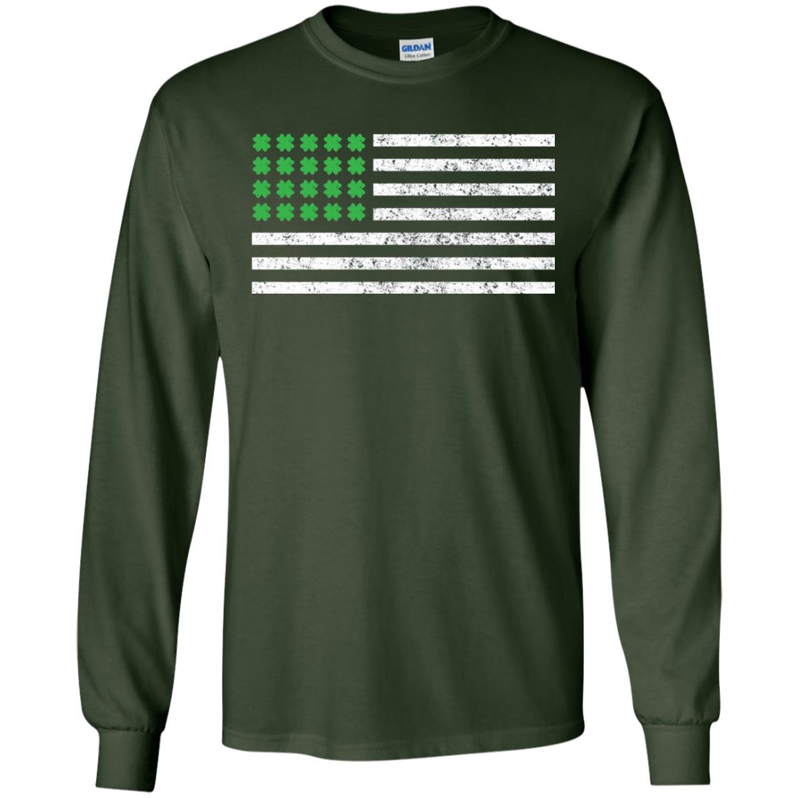 Usa Flag With Irish Shamrock St Patricks Day T-shirt Forest Green