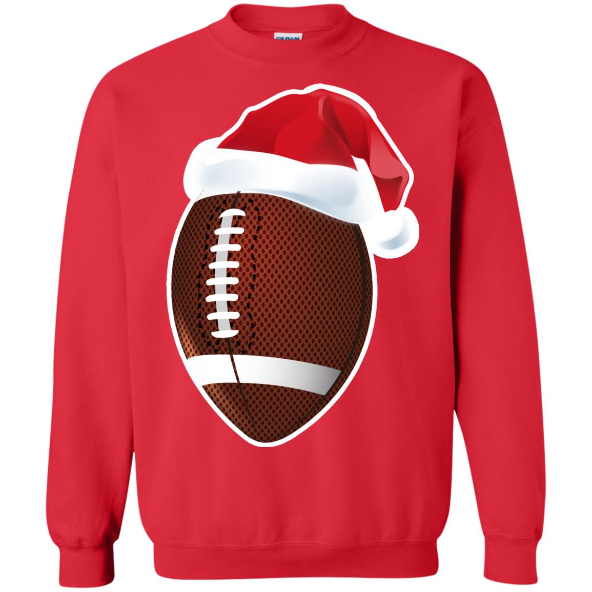 Football With Santa Claus Hat X-mas Shirt For Football Lovers Red
